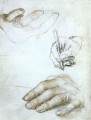 Estudios de las manos de Erasmo de Rotterdam Renacimiento Hans Holbein el Joven